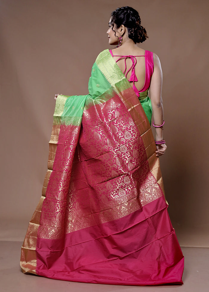 Green Kanjivaram Silk Saree With Blouse Piece