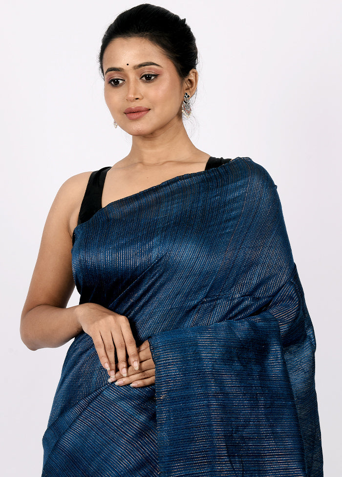 Teal Blue Pure Matka Silk Saree With Blouse Piece - Indian Silk House Agencies