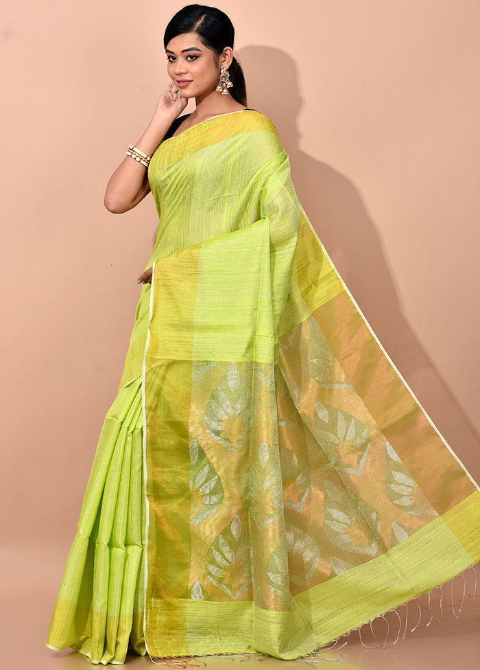 Neon Green Pure Matka Silk Saree With Blouse Piece - Indian Silk House Agencies