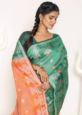 Forest Green Matka Silk Saree With Blouse Piece - Indian Silk House Agencies