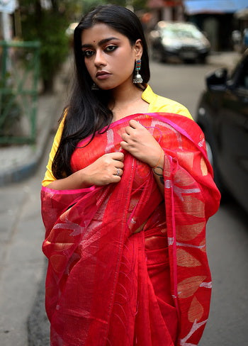Red Matka Silk Saree With Blouse Piece - Indian Silk House Agencies