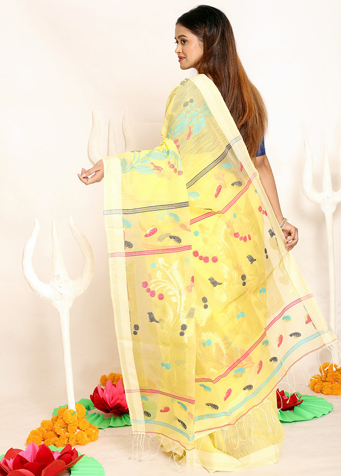Light Yellow Matka Silk Saree With Blouse Piece - Indian Silk House Agencies