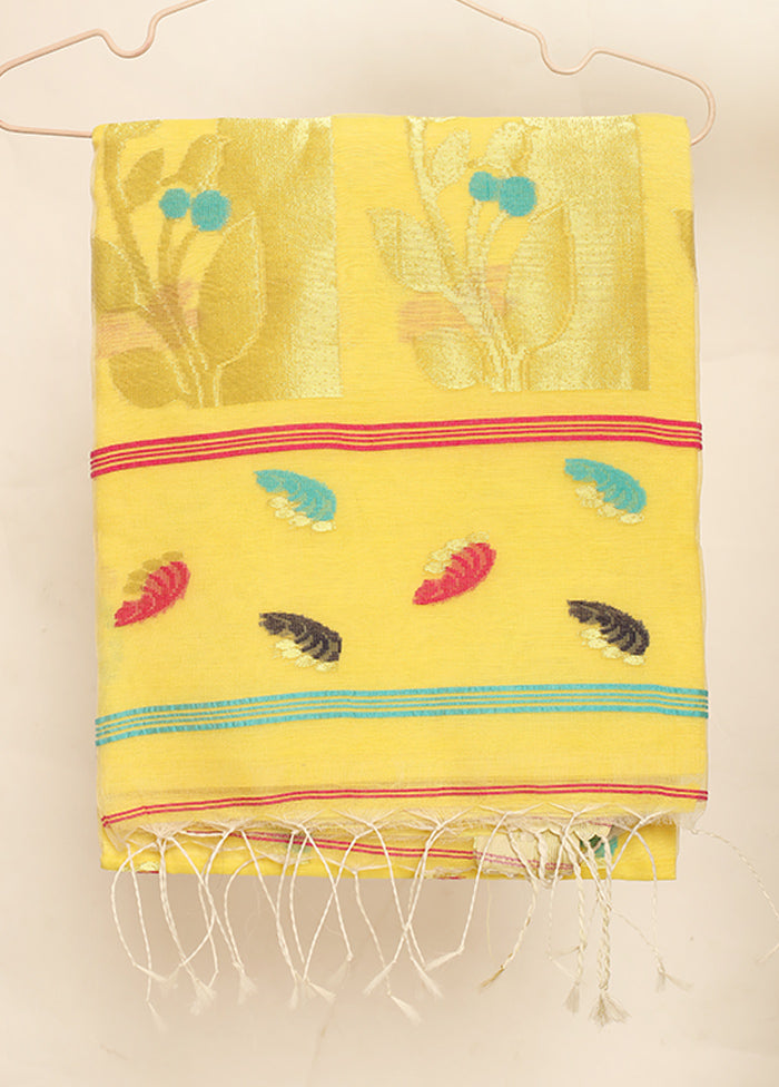 Light Yellow Matka Silk Saree With Blouse Piece - Indian Silk House Agencies