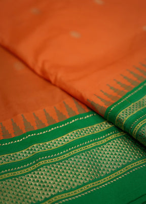 Rust Kanjivaram Pure Silk Saree With Blouse Piece