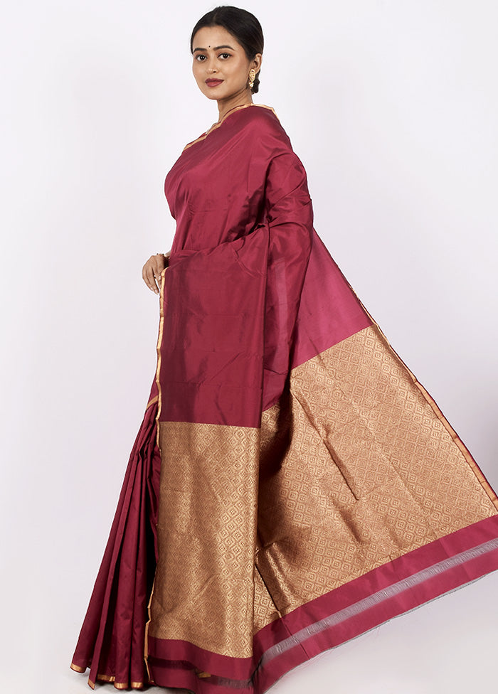 Onion Pink Kanjivaram Silk Saree With Blouse Piece - Indian Silk House Agencies