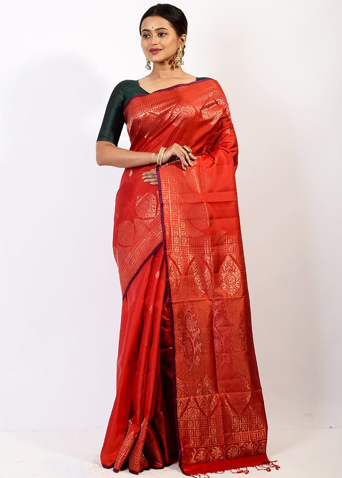 Red Pure Kanjivaram Saree With Blouse Piece - Indian Silk House Agencies