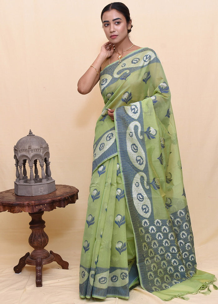 Green Kora Silk Zari Woven Saree With Blouse - Indian Silk House Agencies