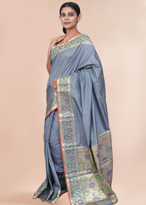 Grey Zari Woven Uppada Silk Saree With Blouse - Indian Silk House Agencies
