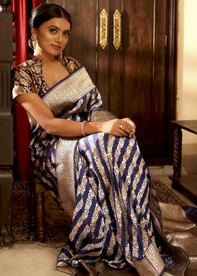 Blue Uppada Pure Silk Handloom Saree With Blouse - Indian Silk House Agencies