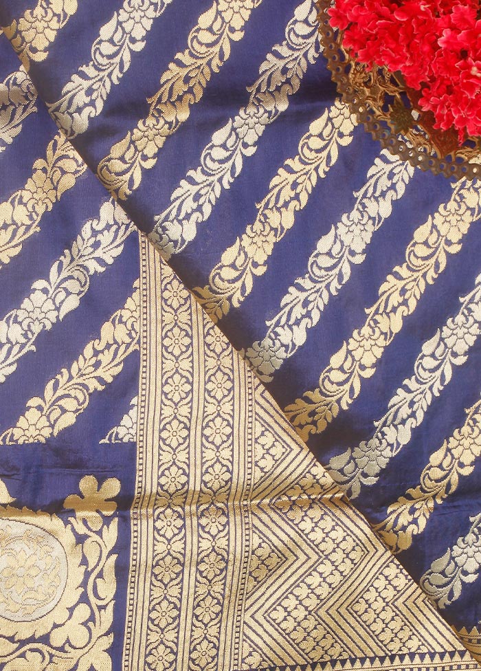 Blue Uppada Pure Silk Handloom Saree With Blouse - Indian Silk House Agencies