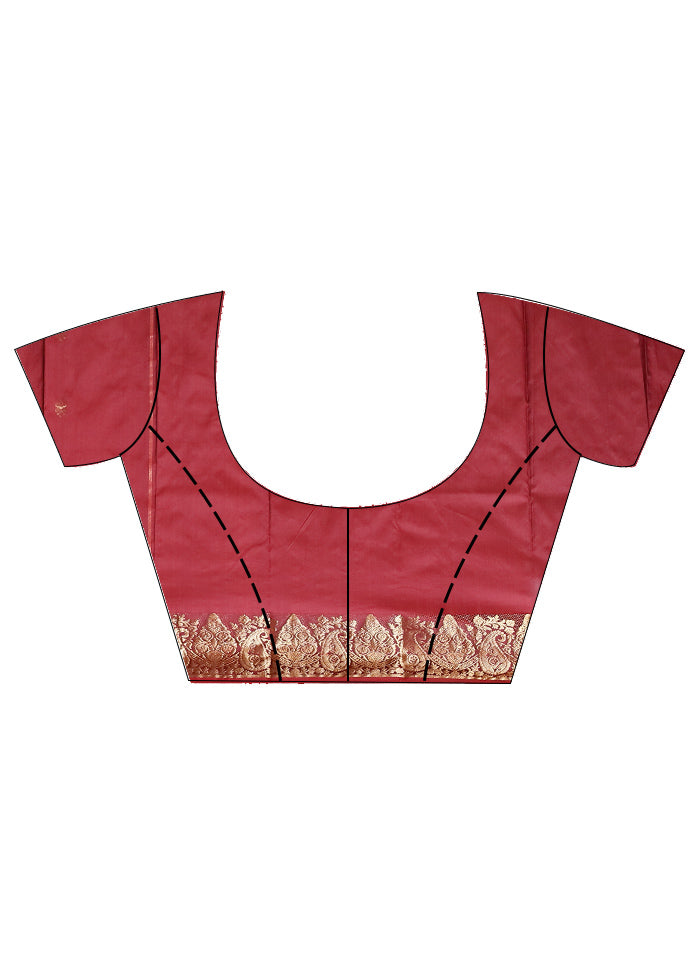 Maroon Kanjivaram Silk Saree With Blouse Piece