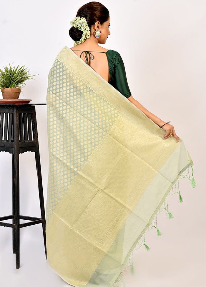 Mint Green Kora Silk Saree With Blouse Piece - Indian Silk House Agencies