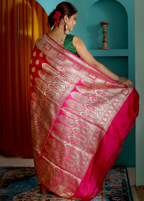 Rani Pink Pure Banarasi Silk Saree With Blouse Piece - Indian Silk House Agencies