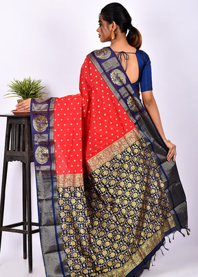 Red Kanjivaram Silk Saree With Blouse Piece - Indian Silk House Agencies