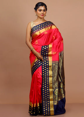 Pink Kanjivaram Pure Silk Saree With Blouse Piece - Indian Silk House Agencies