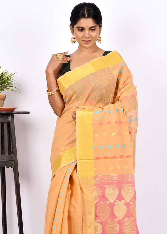 Peach Matka Silk Saree With Blouse Piece - Indian Silk House Agencies