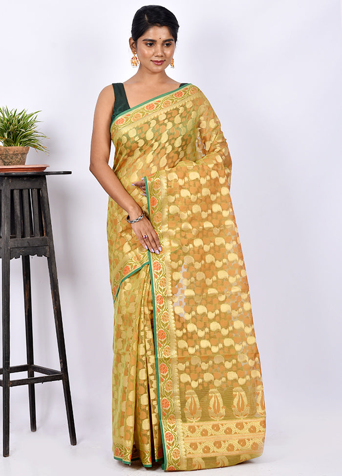 Golden Kora Silk Saree With Blouse Piece - Indian Silk House Agencies