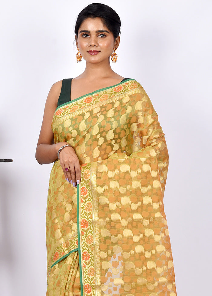 Golden Kora Silk Saree With Blouse Piece - Indian Silk House Agencies