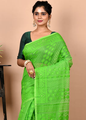 Light Green Tant Jamdani Saree Without Blouse Piece - Indian Silk House Agencies