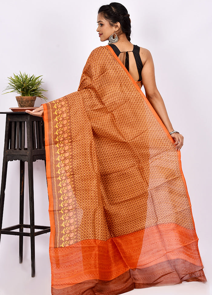 Rrust Pure Printed Silk Saree Without Blouse Piece - Indian Silk House Agencies