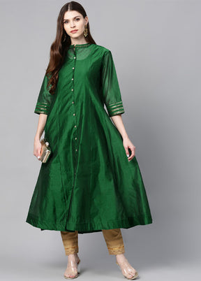 Jade Green Pure Readymade Chanderi Kurti