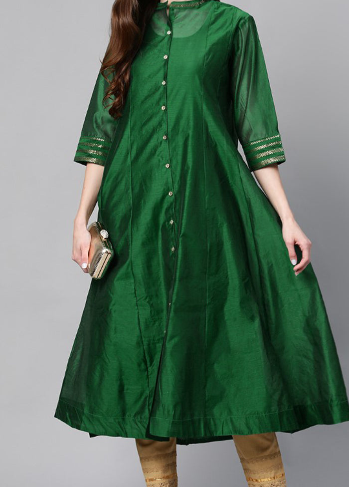 Jade Green Pure Readymade Chanderi Kurti