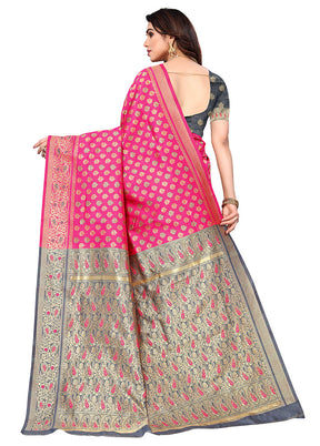 Pink Spun Silk Saree With Blouse Piece - Indian Silk House Agencies