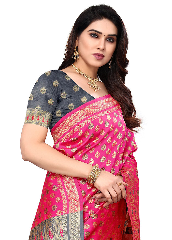 Pink Spun Silk Saree With Blouse Piece - Indian Silk House Agencies