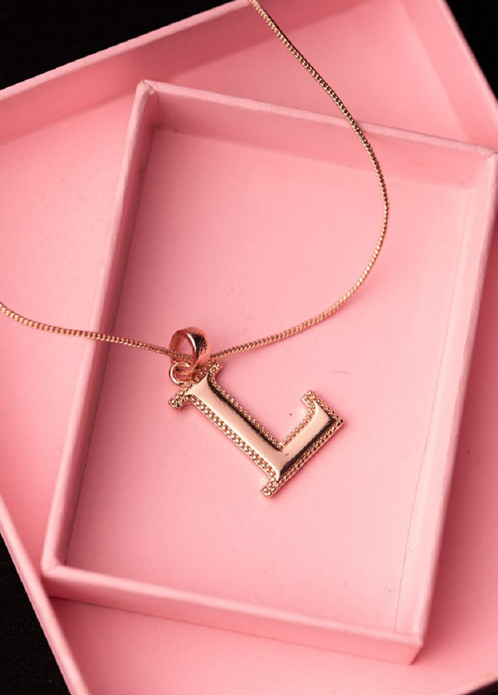 Rose Gold Plated Lovely L Pendant - Indian Silk House Agencies