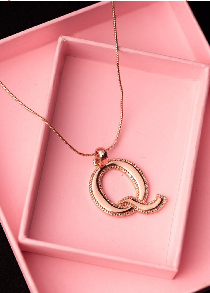 Rose Gold Plated Queenly Q Pendant - Indian Silk House Agencies