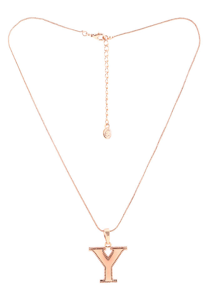 Rose Gold Plated Sleek Y Alphabet Pendant