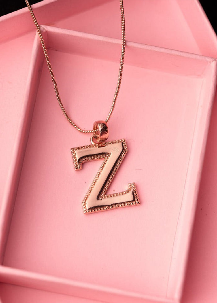Rose Gold Plated Zesty Z Alphabet Pendant - Indian Silk House Agencies