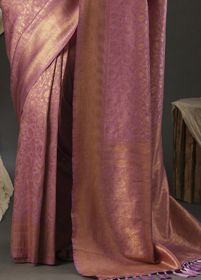 Mauve Dupion Silk Saree With Blouse Piece