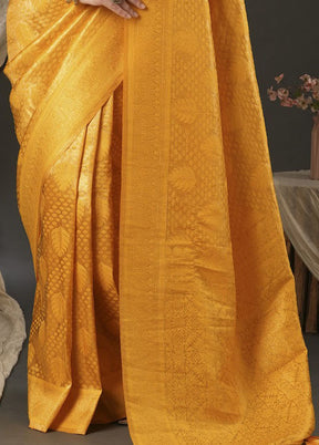 Mustard Dupion Silk Saree With Blouse Piece