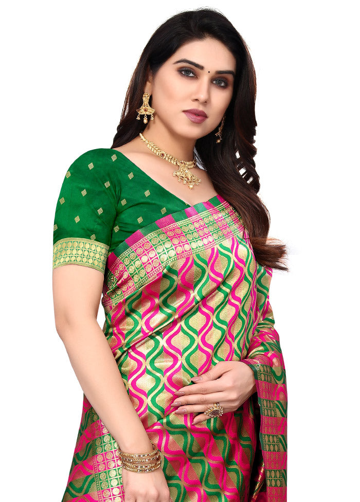 Rani Spun Silk Saree With Blouse Piece - Indian Silk House Agencies