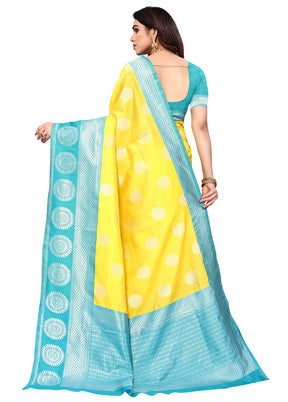 Yellow Spun Silk Saree With Blouse Piece - Indian Silk House Agencies