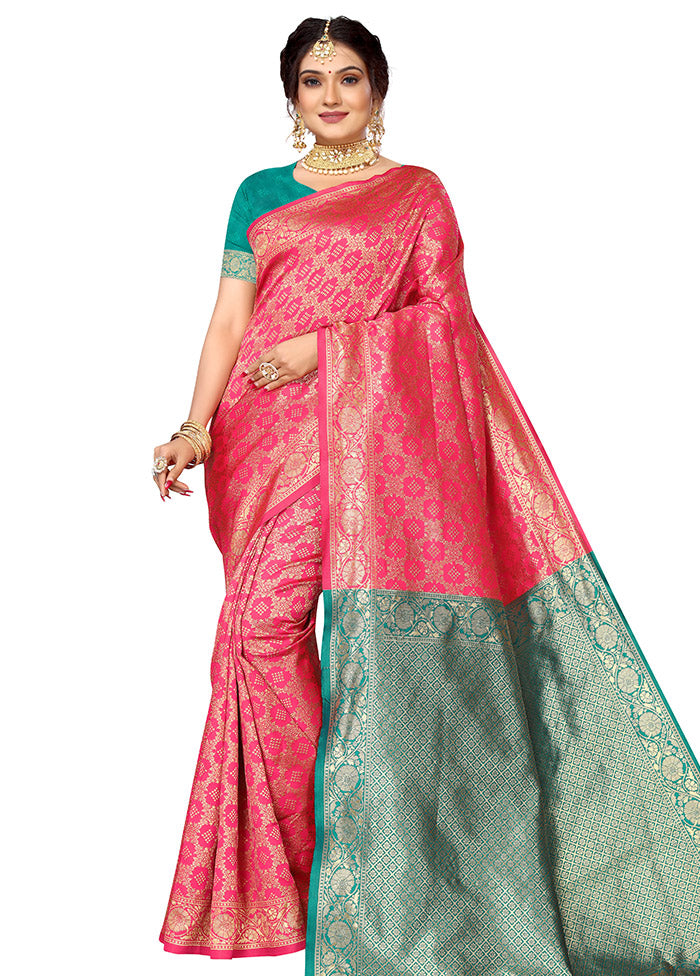 Pink Spun Silk Saree With Blouse Piece - Indian Silk House Agencies