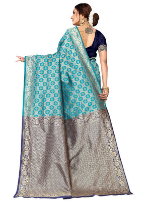 Rama Spun Silk Saree With Blouse Piece - Indian Silk House Agencies