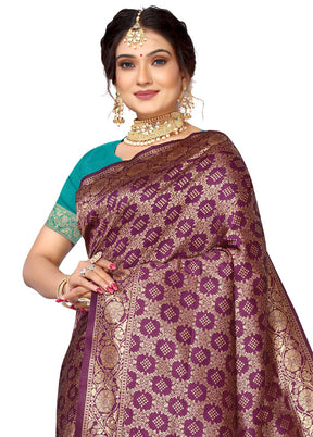 Wine Spun Silk Saree With Blouse Piece - Indian Silk House Agencies