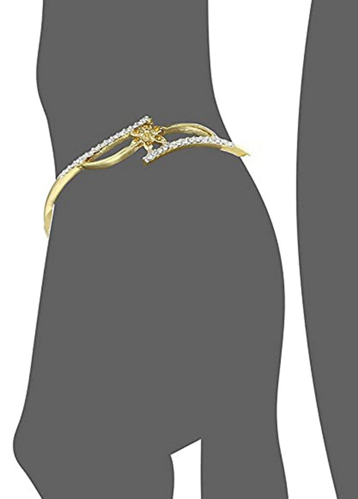 Estele Gold Plated Serrated Wave Cuff Bracelet - Indian Silk House Agencies
