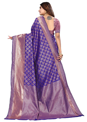 Blue Spun Silk Saree With Blouse Piece - Indian Silk House Agencies