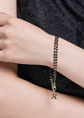 Gold Plated Classic Alphabet R Mangalsutra Bracelet - Indian Silk House Agencies