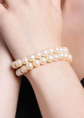 Gold Plated Sterlling 2 Line Pearl Bracelet - Indian Silk House Agencies