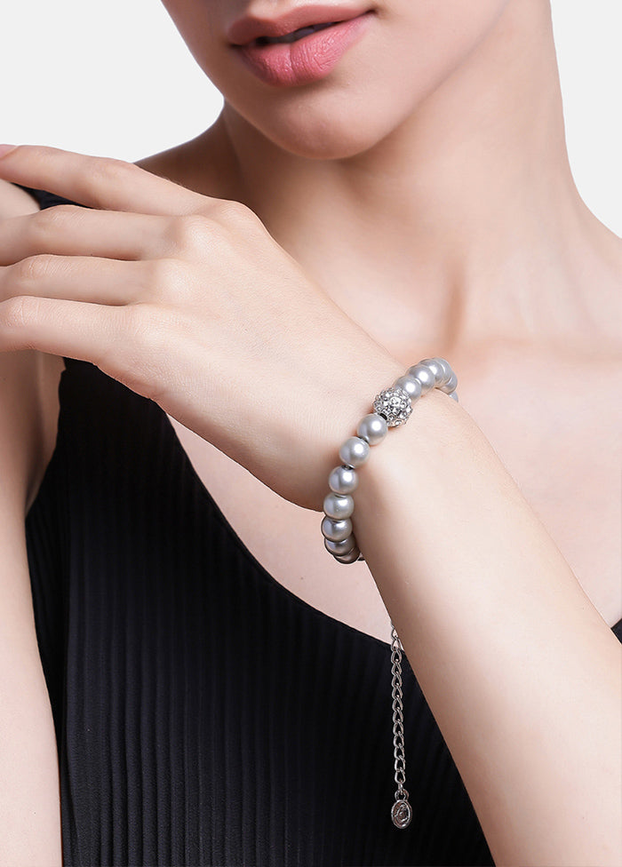 Rhodium Plated Fascinating Pearl Bracelet - Indian Silk House Agencies