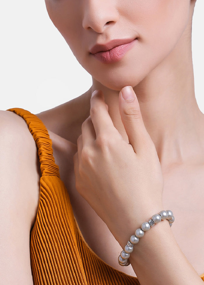Rhodium Plated Enchanting Pearl Bracelet - Indian Silk House Agencies