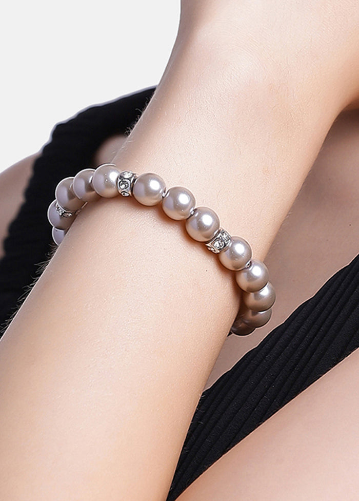 Rhodium Plated Pleasant Pearl Bracelet - Indian Silk House Agencies