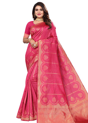 Pink Spun Silk Saree With Blouse Piece - Indian Silk House Agencies