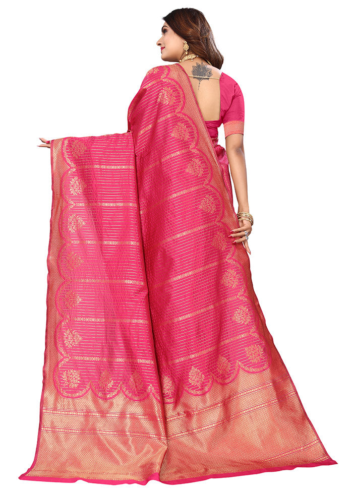 Pink Spun Silk Saree With Blouse Piece - Indian Silk House Agencies