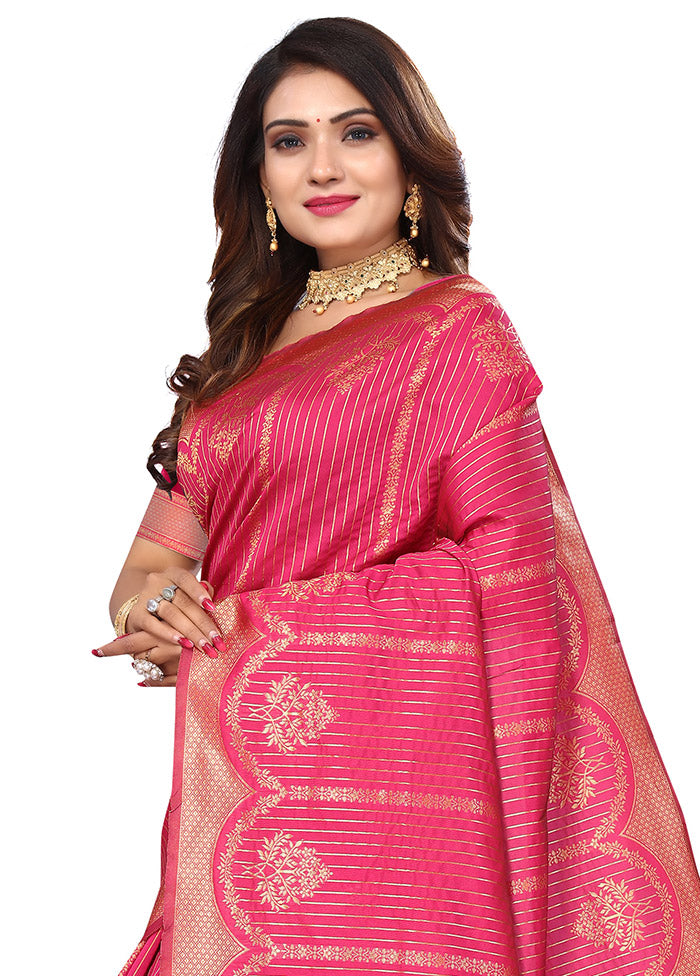 Pink Spun Silk Saree With Blouse Piece - Indian Silk House Agencies