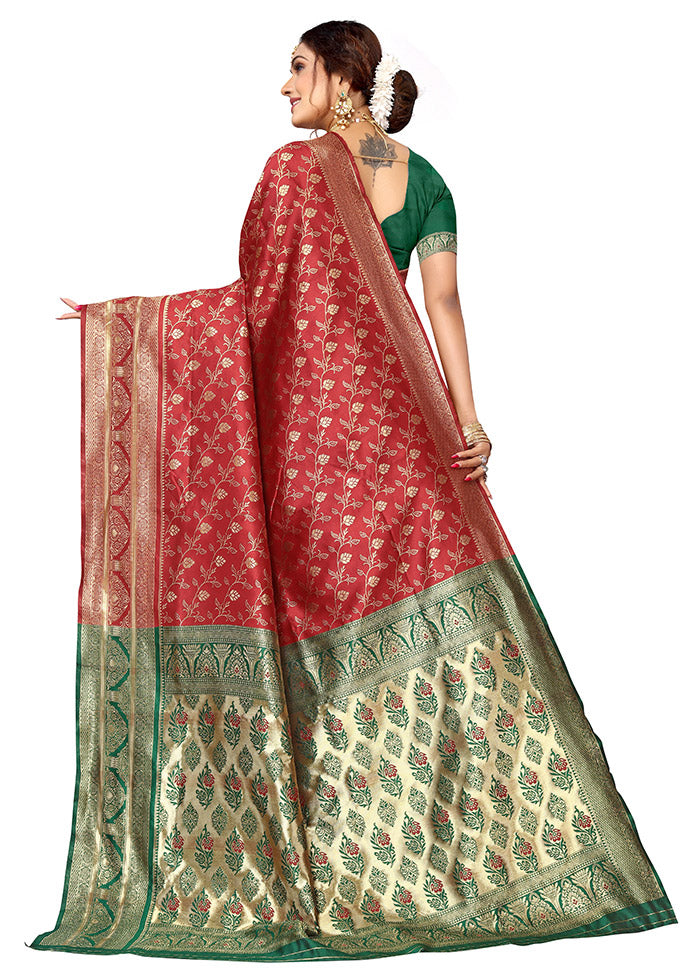 Maroon Spun Silk Saree With Blouse Piece - Indian Silk House Agencies